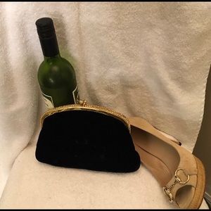 Mel-Ton black velvet vintage evening Clutch